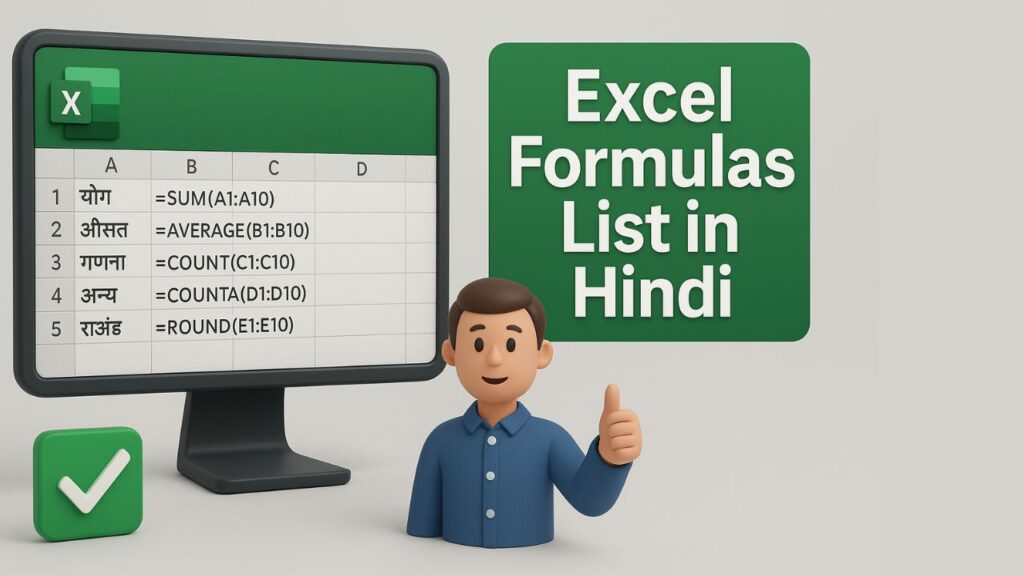 Ultimate Excel Formulas List in Hindi — Powerful Step-by-Step Guide for Beginners (2025) Excel Formulas List in Hindi