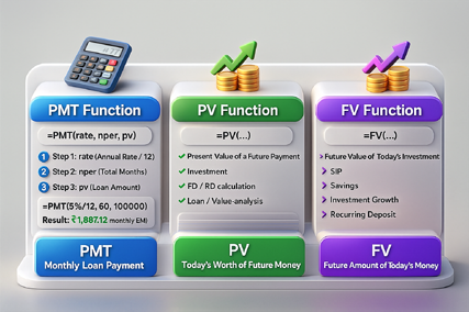 Ultimate Excel Formulas List in Hindi — Powerful Step-by-Step Guide for Beginners (2025) 3D infographic illustrating Excel UNIQUE, FILTER, and SORT functions with clear examples and dataset workflow.