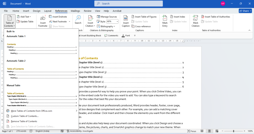 10 Powerful MS Word Tips and Tricks in Hindi जो आपकी Productivity को 5X बढ़ा देंगे MS Word Table of Contents guide in 3D tutorial image.