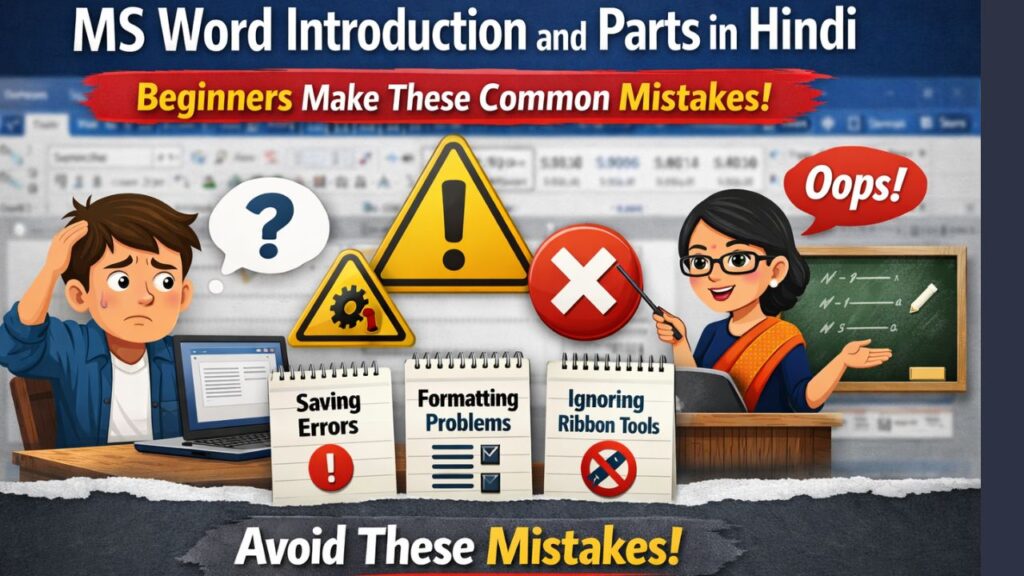 MS Word Introduction and Parts in Hindi – Easy & Powerful Guide for Beginners-1 MS Word Introduction and Parts in Hindi showing common mistakes beginners make in Microsoft Word