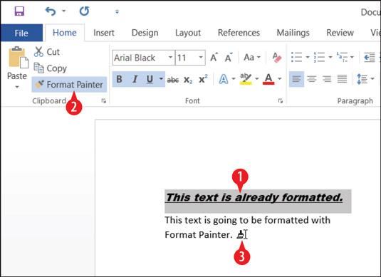 MS Word Home Tab in Hindi Format Painter tool example applying same formatting to text