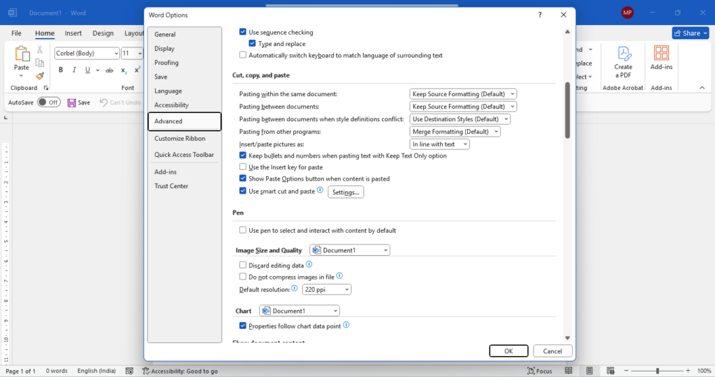 MS Word Home Tab in Hindi Advanced Paste Special settings and Cut Copy Paste options