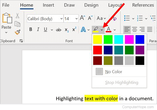 Msword Highlight Text Color