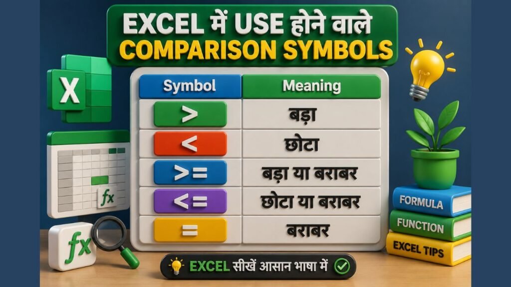 Excel comparison symbols in Hindi for IF Formula
