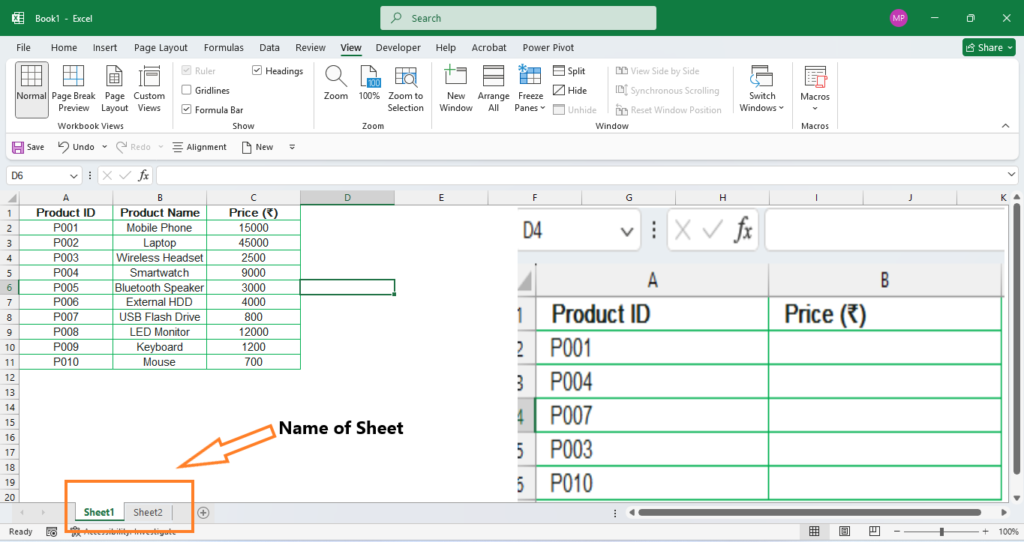 VLOOKUP Excel Product ID Price Lookup Example