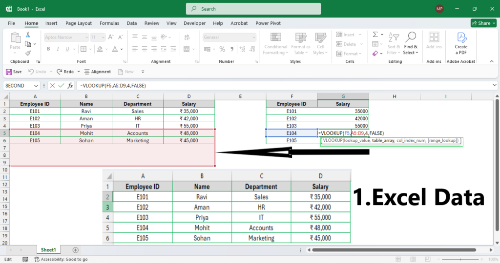 VLOOKUP Formula in Excel in Hindi with Absolute Reference example